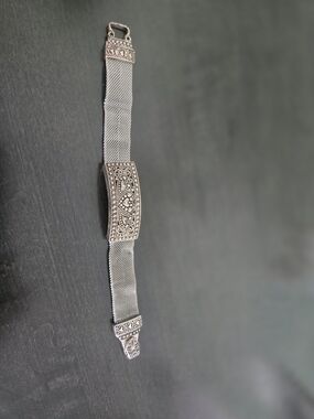 Silver-Tone Marcasite Mesh Bracelet